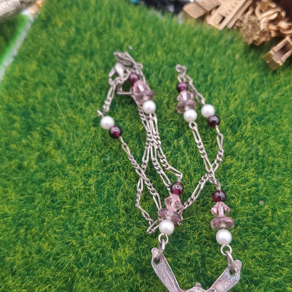 Fairy Pendant Necklace with Purple and Silver Accents 20 Inch N3805 - Picture 3 of 3